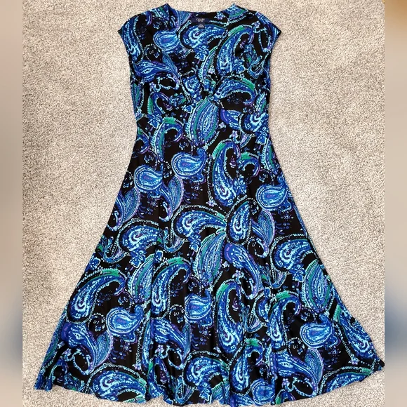 Dresses | Chaps Fit Flare Dress Midi Sz L | Poshmark
